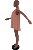 Vestido sin mangas con cuello en O ahuecado sólido informal de moda rosa Vestidos