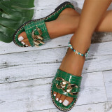 Grüne Art- und Weisebeiläufige Patchwork-runde bequeme Schuhe
