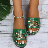 Zapatos cómodos redondos de patchwork casual de moda verde