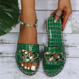 Scarpe comode rotonde con patchwork casual di moda verde