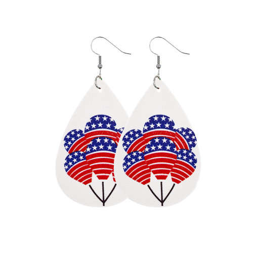 White Fashion Casual Print Patchwork Earrings