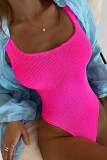 Pink Fashion Sexy Solid Backless Swimwears (Ohne Polsterung)