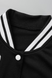 コーヒーファッションカジュアルレター刺繡パッチワークOネック半袖ツーピース