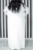 Белое модное повседневное однотонное базовое платье без бретелек размера плюс из двух частей