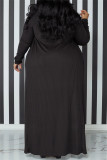 Vestido sin tirantes básico sólido casual de moda negro más el tamaño de dos piezas
