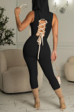 Rode Sexy Solid Bandage Patchwork Backless Hooded Kraag Skinny Jumpsuits