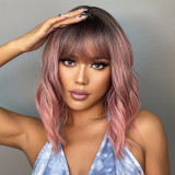 Pink Fashion Casual Patchwork Wigs