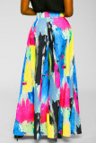 Цветные модные повседневные принты в стиле пэчворк с высокой талией и широкими штанинами с полным принтом