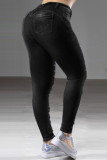 Jean skinny en denim taille haute déchiré à la mode noir