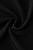 Zwarte mode casual effen patchwork kraag tops