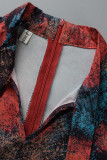 Nero elegante stampa patchwork con cintura o collo una linea abiti