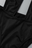 Хаки сексуальное сплошное бинтовое выдолбленное лоскутное пляжное платье с открытой спиной и лямкой на шее