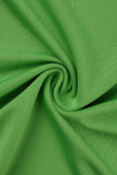 Vert Mode Casual Solide Dos Nu Oblique Collier Plus La Taille Deux Pièces