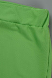 Colletto obliquo senza schienale solido casual alla moda verde Plus Size due pezzi