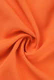 Оранжевые модные повседневные однотонные лоскутные комбинезоны с открытой спиной и бретельками больших размеров
