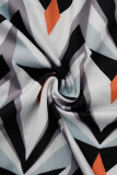 Macacão branco moda casual estampa patchwork com decote tamanho grande
