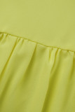 Желтые модные повседневные однотонные лоскутные комбинезоны с открытой спиной на тонких бретелях размера плюс