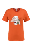 Orange Fashion Street Print Patchwork O Neck T-Shirts