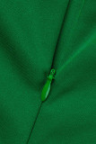 Groene Mode Casual Solid Patchwork Schuine Kraag Geplooide Plus Size Jurken