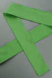 Groene mode casual effen rugloze schuine kraag plus size twee stukken