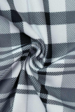 Pagliaccetti skinny con colletto rovesciato patchwork scozzese casual bianco nero