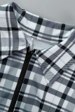 Pagliaccetti skinny con colletto rovesciato patchwork scozzese casual bianco nero