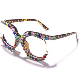 Модные повседневные солнцезащитные очки со стразами в стиле пэчворк с леопардовым принтом