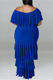 Абрикосовое модное повседневное платье больших размеров в стиле пэчворк с круглым вырезом и коротким рукавом