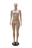 Pink Fashion Sexy Solid Patchwork See-through Swimwears Three-piece Set (Without Paddings)