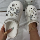 Witte mode casual uitgeholde patchwork ronde comfortabele schoenen