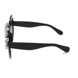 Черные модные повседневные лоскутные солнцезащитные очки со стразами