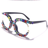 Модные повседневные солнцезащитные очки со стразами в стиле пэчворк с леопардовым принтом