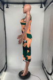 Ginger Fashion Sexy Print Basic U-Ausschnitt Weste Kleid