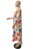 Многоцветное модное повседневное платье-рубашка с отложным воротником и принтом в стиле пэчворк