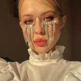 Occhiali da sole con strass nappa patchwork casual moda argento