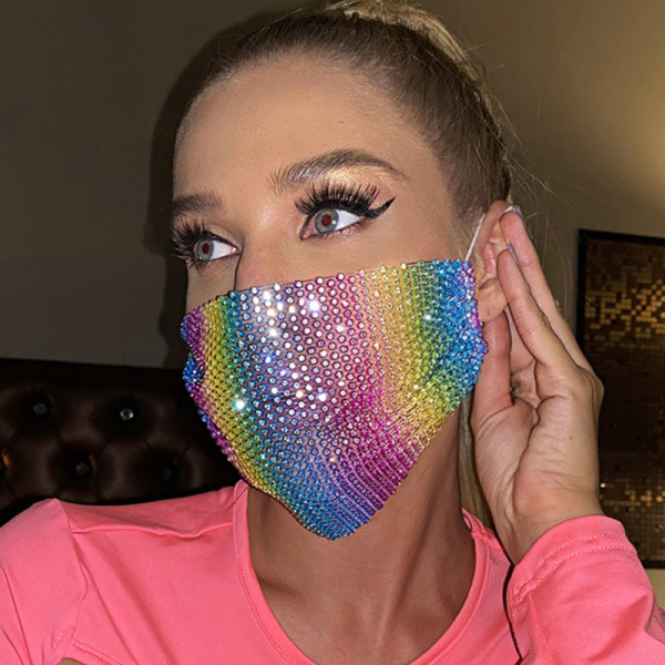 Farbe Mode Casual Patchwork Strass Maske