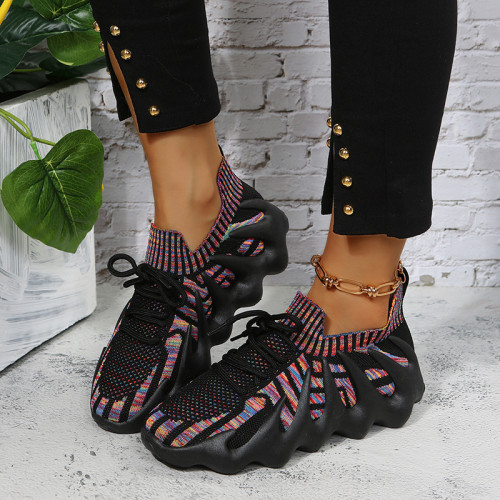 Multicolor Fashion Casual Sportswear Bandage Patchwork Round Comfortable Sport Shoes