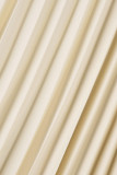 Macacão reto de damasco casual patchwork sólido com decote em v