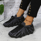 Chaussures de sport confortables rondes en patchwork de bandage de vêtements de sport décontractés gris noir