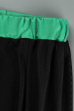 Grüner Mode-reizvoller Buchstabe-fester Patchwork-durchsichtiger O-Ausschnitt mit kurzen Ärmeln, zweiteilig