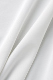 Combinaisons droites décontractées élégantes en patchwork à col en V blanc