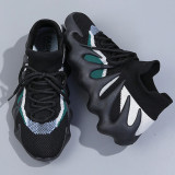 Chaussures de course de sport rondes en patchwork de bandage de vêtements de sport décontractés à la mode noire
