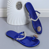 Chaussures confortables rondes de perles de patchwork décontractées bleues