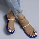 Blaue Art- und Weisebeiläufige Patchwork-Perlen-runde bequeme Schuhe
