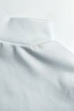 ホワイトファッションカジュアルソリッドパッチワークハーフタートルネックノースリーブツーピース