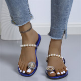 Chaussures confortables rondes de perles de patchwork décontractées bleues