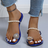 Sapatos confortáveis ​​e casuais de retalhos de pérolas azuis fashion