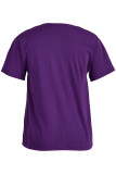 Camisetas con cuello en O básicas con estampado casual de moda púrpura