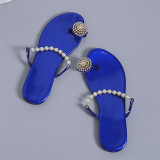 Синяя модная повседневная лоскутная жемчужная круглая удобная обувь