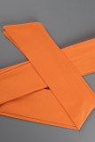 Orange Casual Solid Patchwork V-hals Raka klänningar